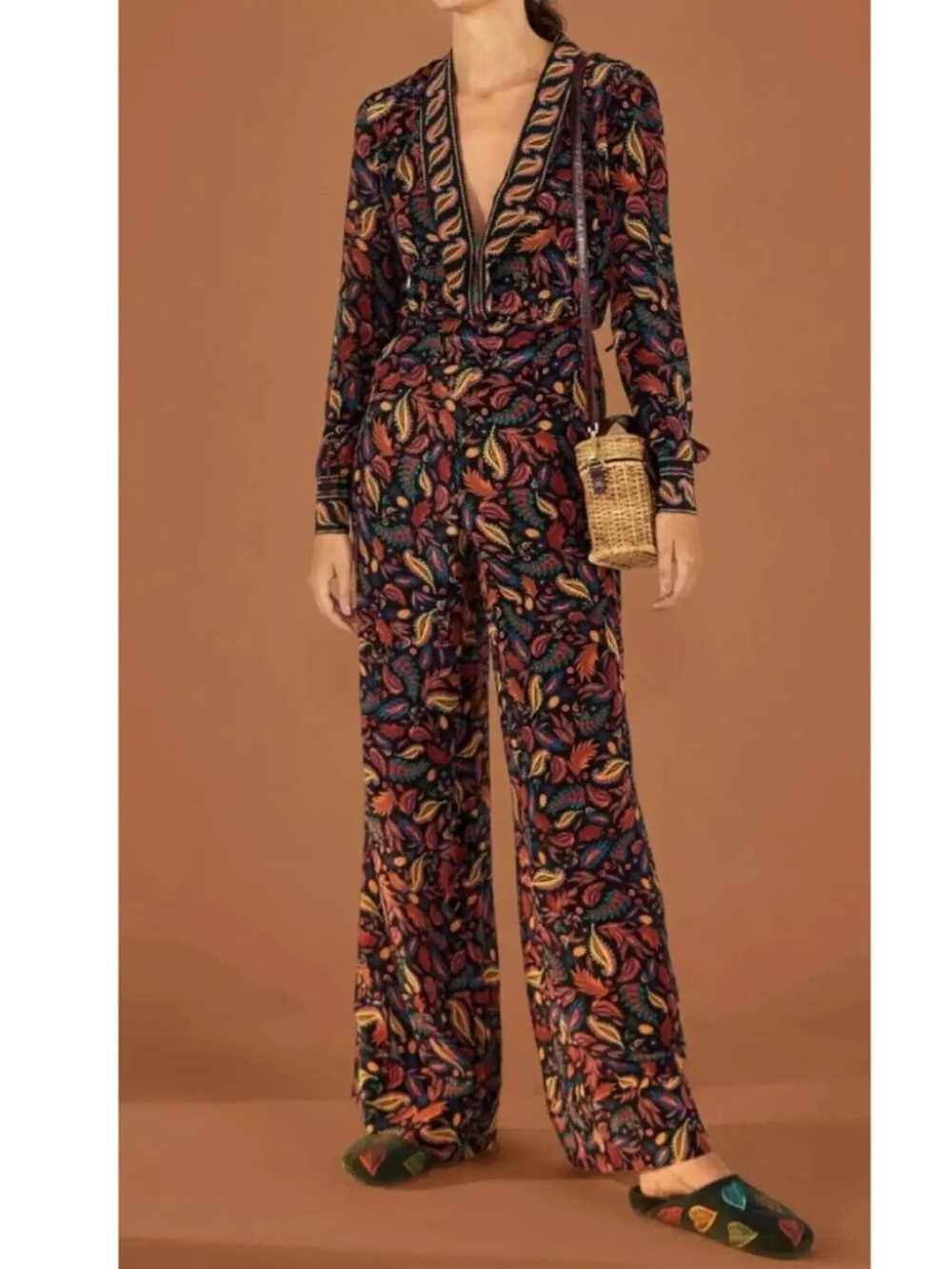NWT FARM Rio Black Mini Pineapples Jumpsuit XS